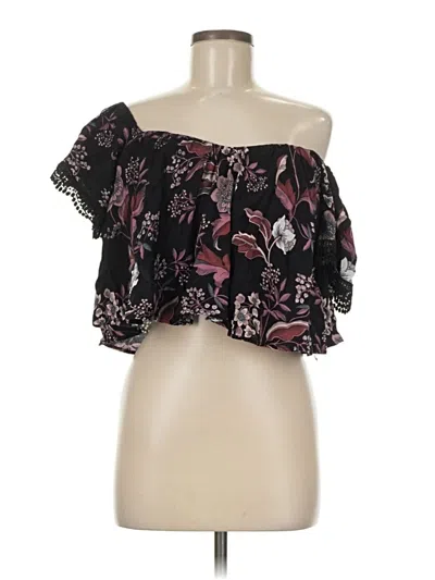 Pre-owned Charlotte Russe Short Sleeve Blouse In Black