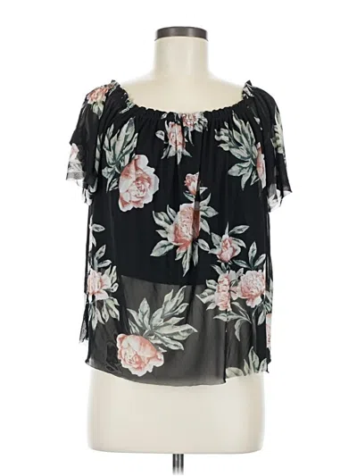 Pre-owned Charlotte Russe Short Sleeve Blouse In Black