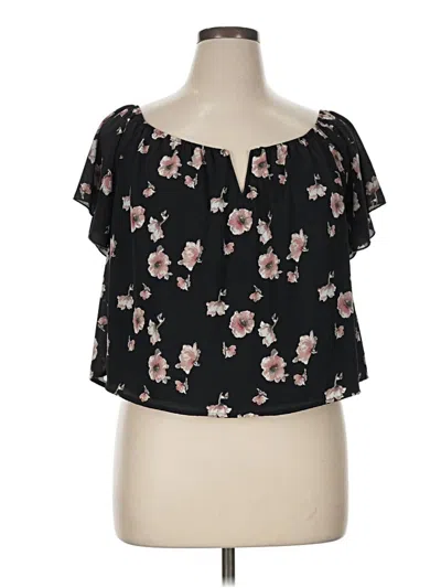 Pre-owned Charlotte Russe Short Sleeve Blouse In Black