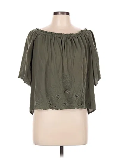 Pre-owned Charlotte Russe Short Sleeve Blouse In Green