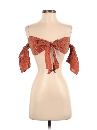 Pre-owned Charlotte Russe Short Sleeve Blouse In Orange