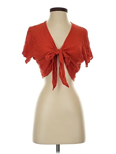 Pre-owned Charlotte Russe Short Sleeve Blouse In Red