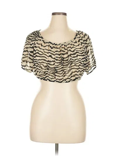 Pre-owned Charlotte Russe Short Sleeve Blouse In Tan