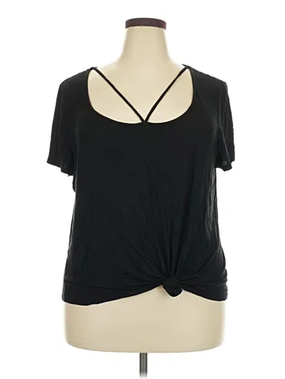 Pre-owned Charlotte Russe Short Sleeve Top Black Keyhole Neckline Tops