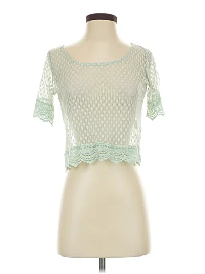 Pre-owned Charlotte Russe Short Sleeve Top Green Sweetheart Neckline Tops