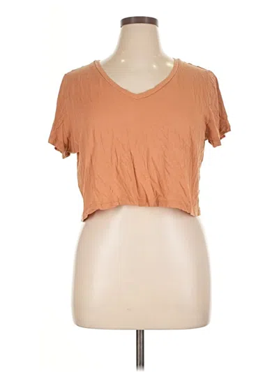Pre-owned Charlotte Russe Short Sleeve Top Tan Scoop Neck Tops