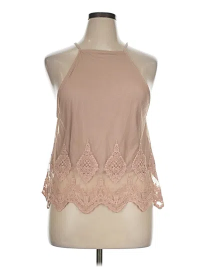 Pre-owned Charlotte Russe Sleeveless Blouse In Tan