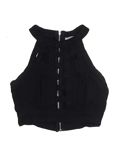 Pre-owned Charlotte Russe Sleeveless Top Black Halter Neckline Tops