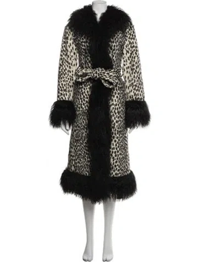 Pre-owned Charlotte Simone Animal Print Faux Fur Coat In Neutrals