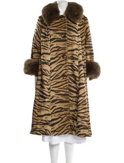Pre-owned Charlotte Simone Animal Print Faux Fur Coat W/ Tags In Multi
