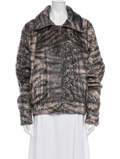 Pre-owned Charlotte Simone Animal Print Faux Fur Jacket In Multicolor