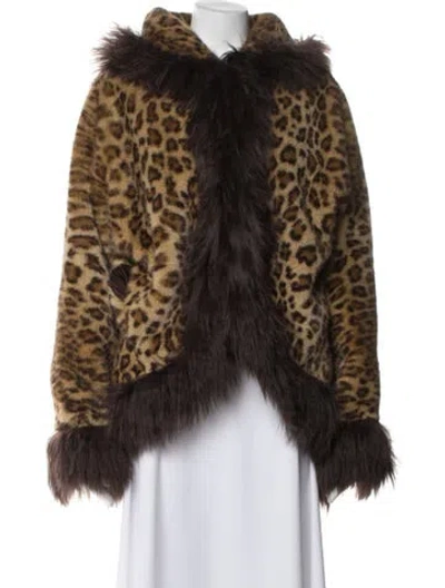 Pre-owned Charlotte Simone Animal Print Faux Fur Jacket In Neutral