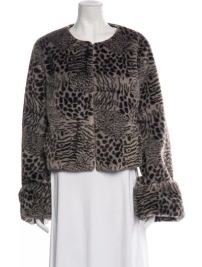 Pre-owned Charlotte Simone Faux Fur Animal Print Faux Fur Jacket In Multicolor