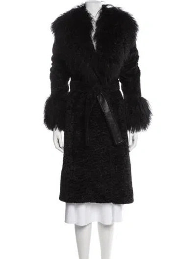 Pre-owned Charlotte Simone Faux Fur Coat In Black