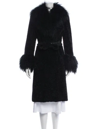 Pre-owned Charlotte Simone Faux Fur Coat In Black
