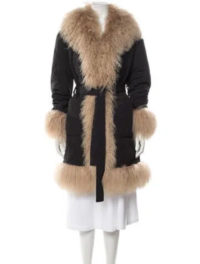 Pre-owned Charlotte Simone Faux Fur Coat In Black