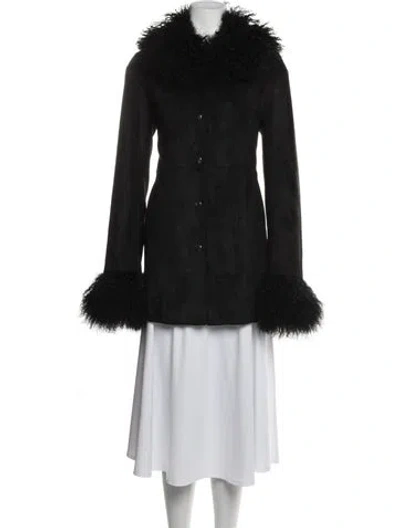 Pre-owned Charlotte Simone Faux Fur Coat In Black