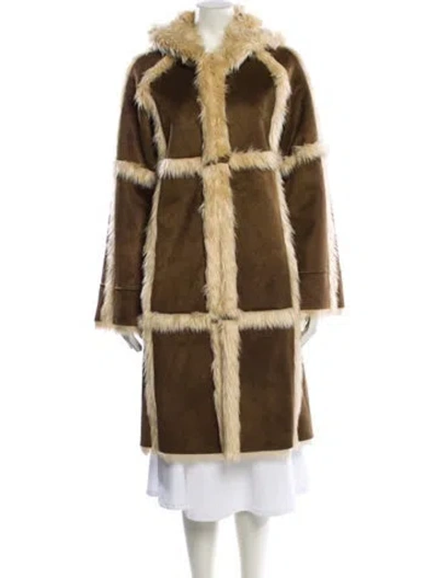 Pre-owned Charlotte Simone Faux Fur Coat In Brown