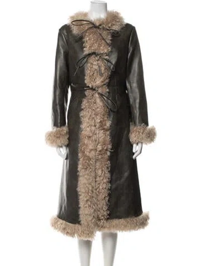 Pre-owned Charlotte Simone Faux Fur Coat In Brown