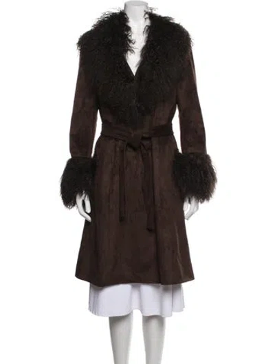 Pre-owned Charlotte Simone Faux Fur Coat In Brown