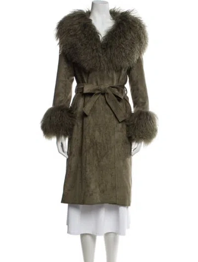 Pre-owned Charlotte Simone Faux Fur Coat In Green