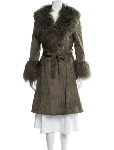Pre-owned Charlotte Simone Faux Fur Coat In Green