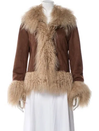 Pre-owned Charlotte Simone Faux Fur Jacket In Brown