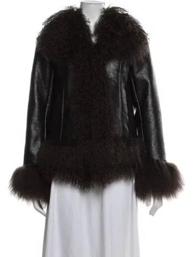 Pre-owned Charlotte Simone Faux Fur Jacket In Brown