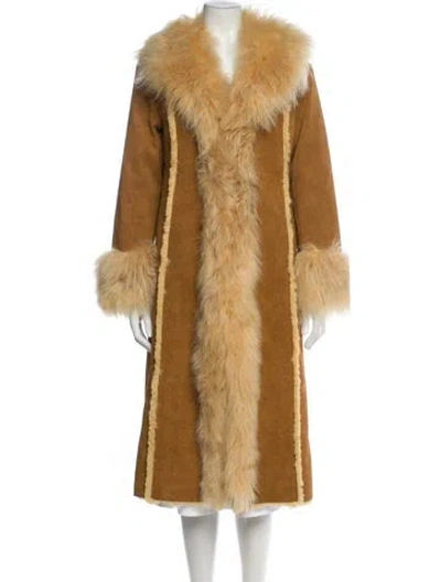 Pre-owned Charlotte Simone Faux Leather Faux Fur Coat In Brown