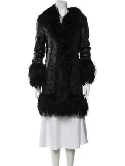 Pre-owned Charlotte Simone Faux Leather Faux Fur Jacket In Black