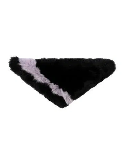 Pre-owned Charlotte Simone Gray Fox Graphic Print Bandana W/ Tags In Black/purple