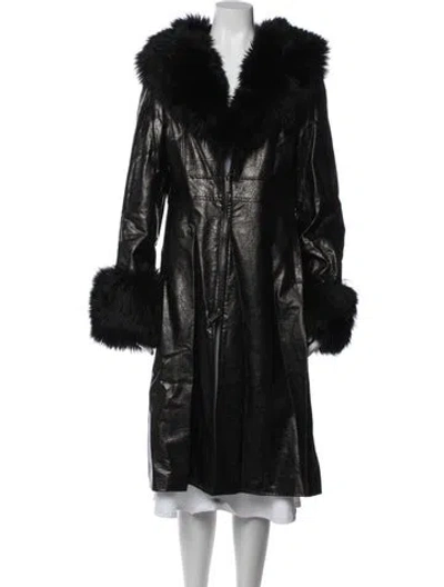 Pre-owned Charlotte Simone Lambskin Faux Fur Coat In Black