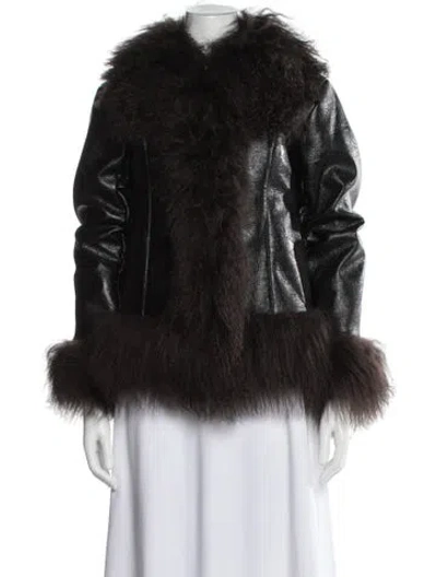 Pre-owned Charlotte Simone Lambskin Faux Fur Jacket In Black