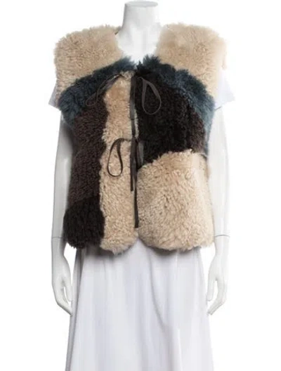 Pre-owned Charlotte Simone Lambskin Patterned Vest In Neutrals