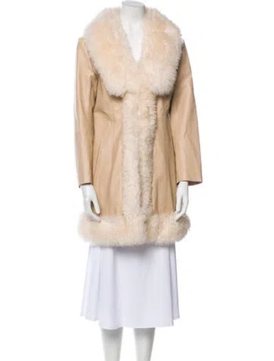 Pre-owned Charlotte Simone Leather Faux Fur Coat In Neutral