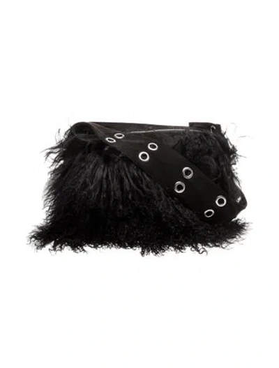 Pre-owned Charlotte Simone Mongolian Lamb Shoulder Bag In Black