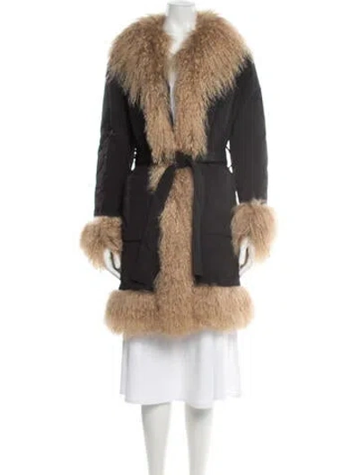 Pre-owned Charlotte Simone Nylon Faux Fur Coat In Black