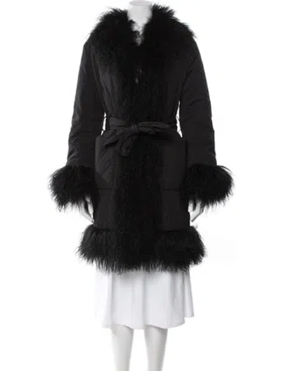 Pre-owned Charlotte Simone Nylon Faux Fur Jacket In Black
