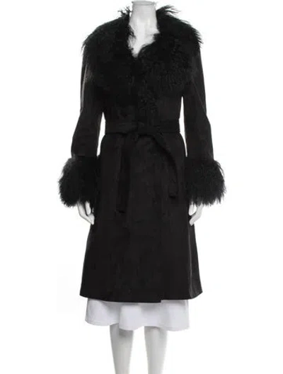 Pre-owned Charlotte Simone Shearling Faux Fur Coat In Black