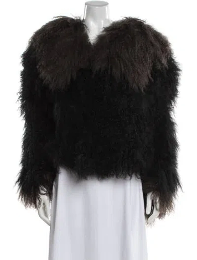 Pre-owned Charlotte Simone Shearling Faux Fur Coat W/ Tags In Black