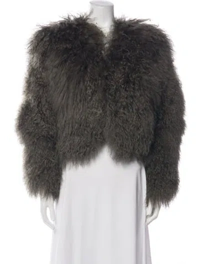 Pre-owned Charlotte Simone Shearling Faux Fur Jacket In Grey