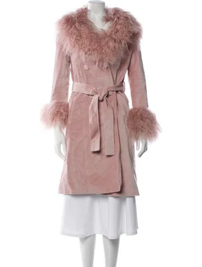 Pre-owned Charlotte Simone Shearling Fur Coat In Pink