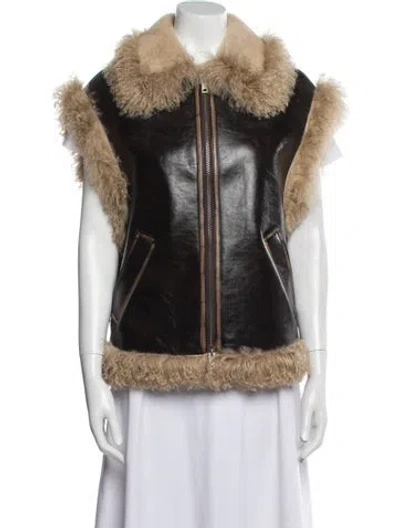 Pre-owned Charlotte Simone Shearling Fur Jacket W/ Tags In Brown
