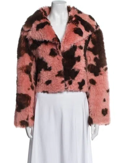 Pre-owned Charlotte Simone Shearling Printed Fur Jacket W/ Tags In Pink