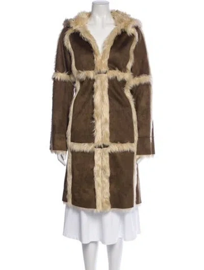 Pre-owned Charlotte Simone Suede Faux Fur Coat In Brown