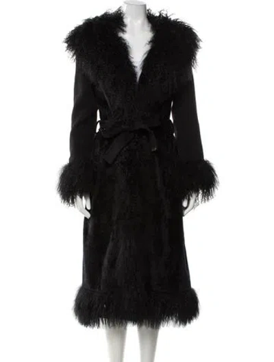 Pre-owned Charlotte Simone Wool Faux Fur Coat W/ Tags In Black