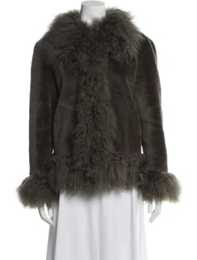Pre-owned Charlotte Simone Wool Faux Fur Jacket In Green
