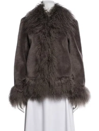 Pre-owned Charlotte Simone Wool Fur Jacket W/ Tags In Brown