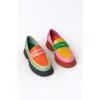 Charlotte Stone Adam Mismatched Lug Sole Penny Loafer In Multi