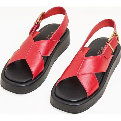 Charlotte Stone Anto Slingback Flatform Sandal In Red